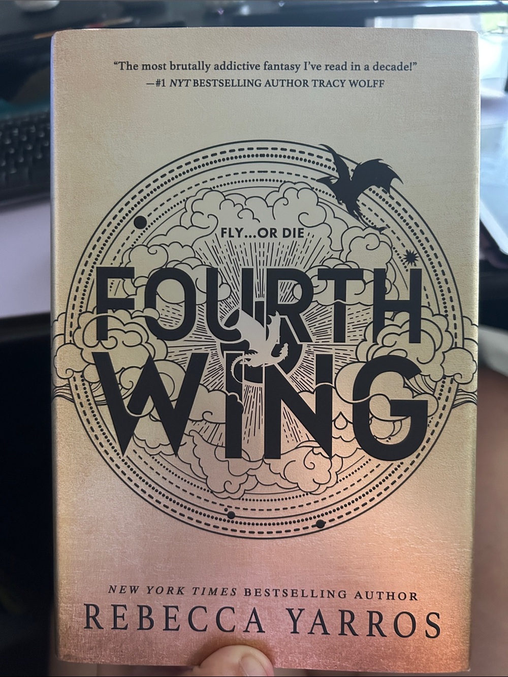 Fourth Wing by Rebecca Yarros — Metallic Gold Hardcover